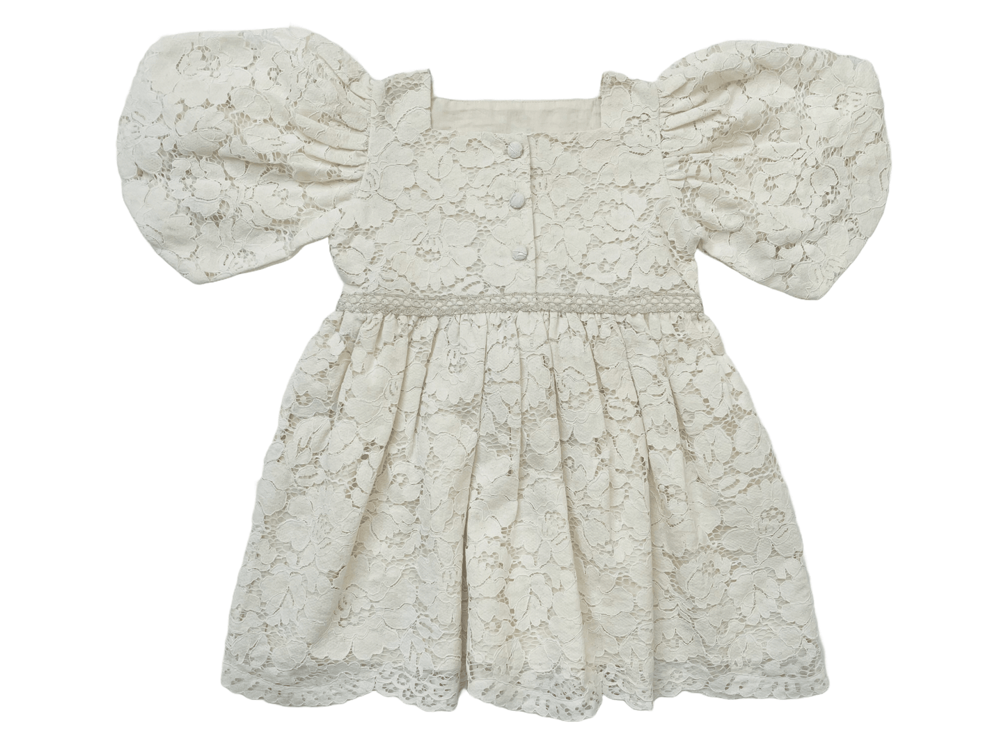 Three Little Tots Cream Lace Christmas Girl's Dress, another angle