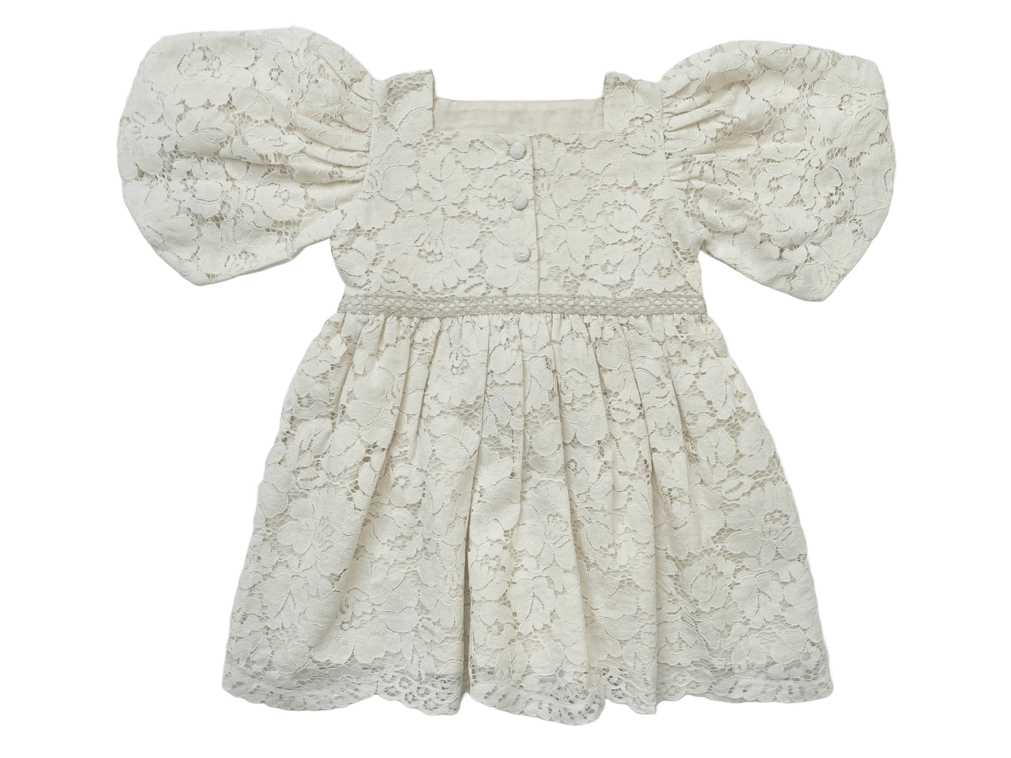 Three Little Tots Cream Lace Christmas Girl's Dress, another angle