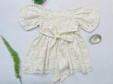 Three Little Tots Cream Lace Christmas Girl's Dress, extra product detail