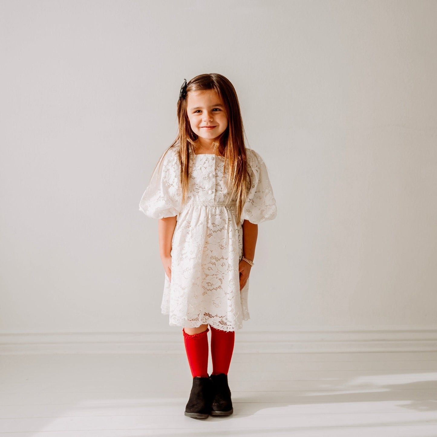 Three Little Tots Cream Lace Christmas Girl's Dress
