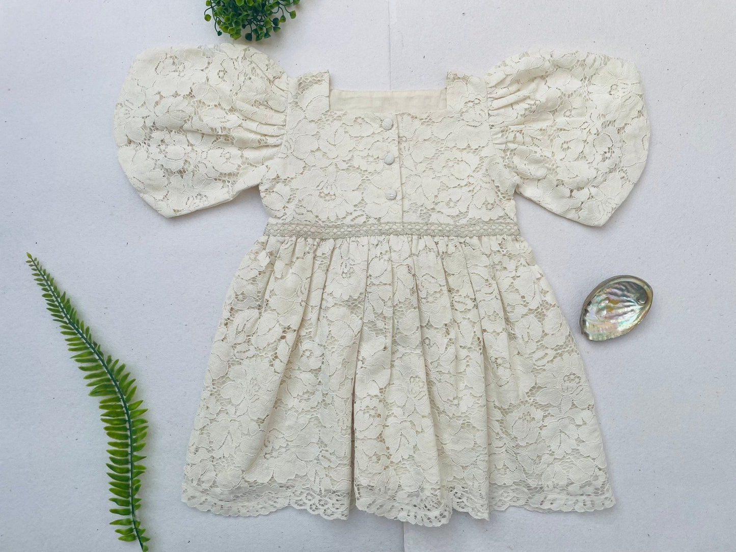 Three Little Tots Cream Lace Christmas Girl's Dress, additional view