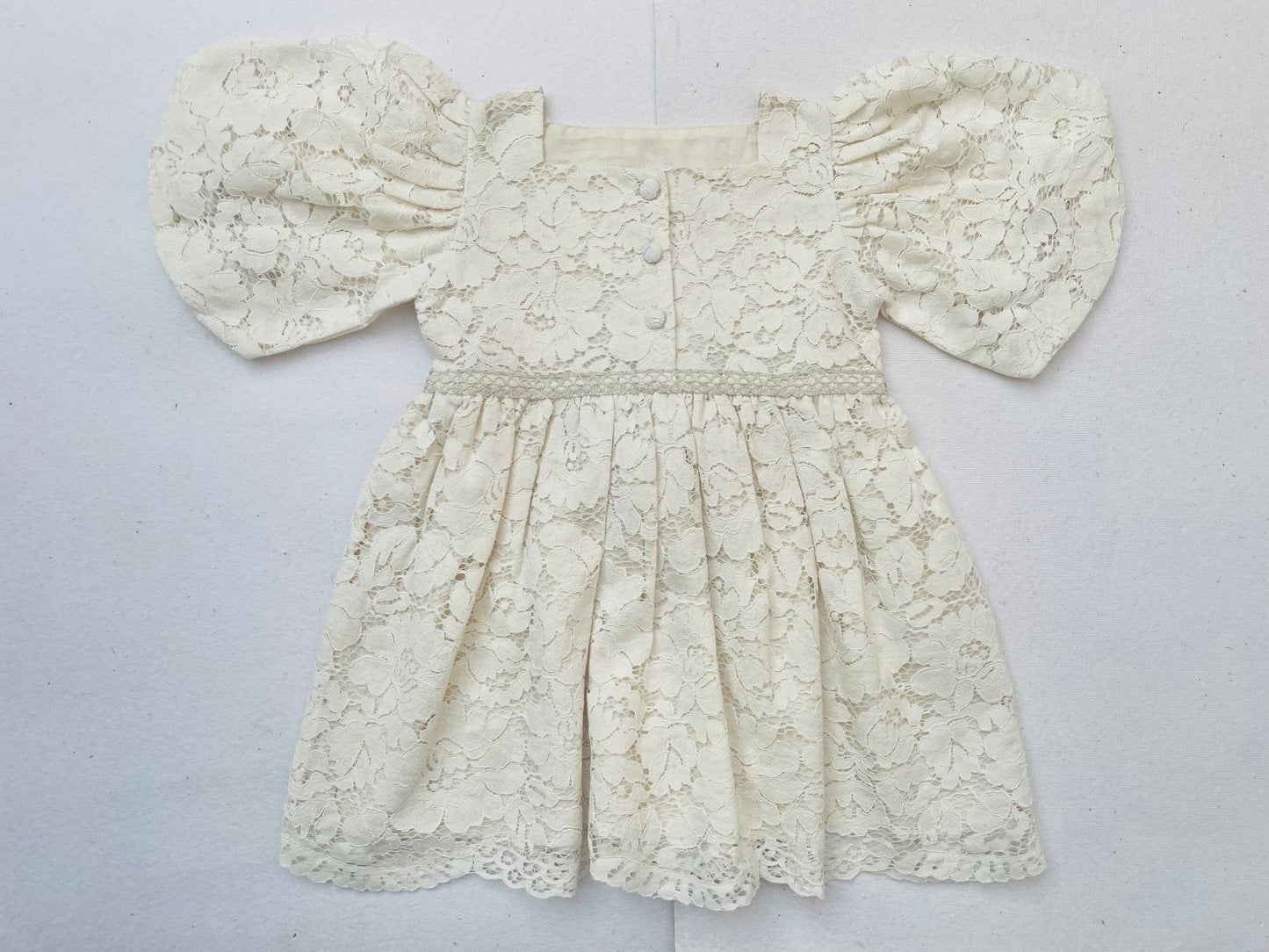 Three Little Tots Cream Lace Christmas Girl's Dress, alternate angle