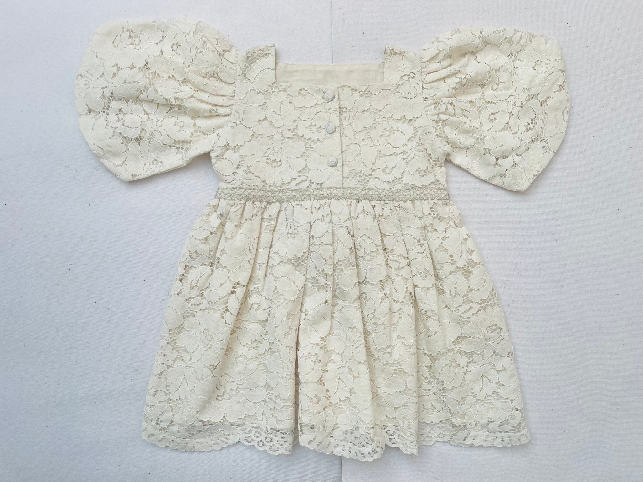 Three Little Tots Cream Lace Christmas Girl's Dress, alternate angle