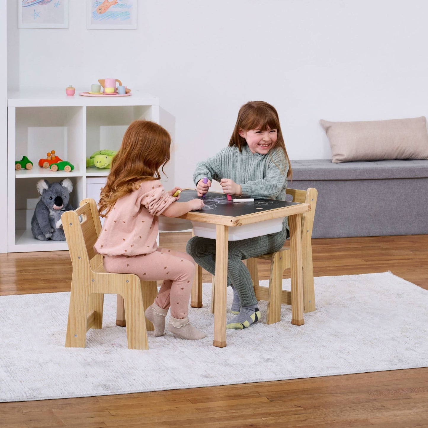 Three Little Tots Cordia Wooden Kids Activity Table and Chair Set Montessori-Inspired Desk for Play , additional product phot