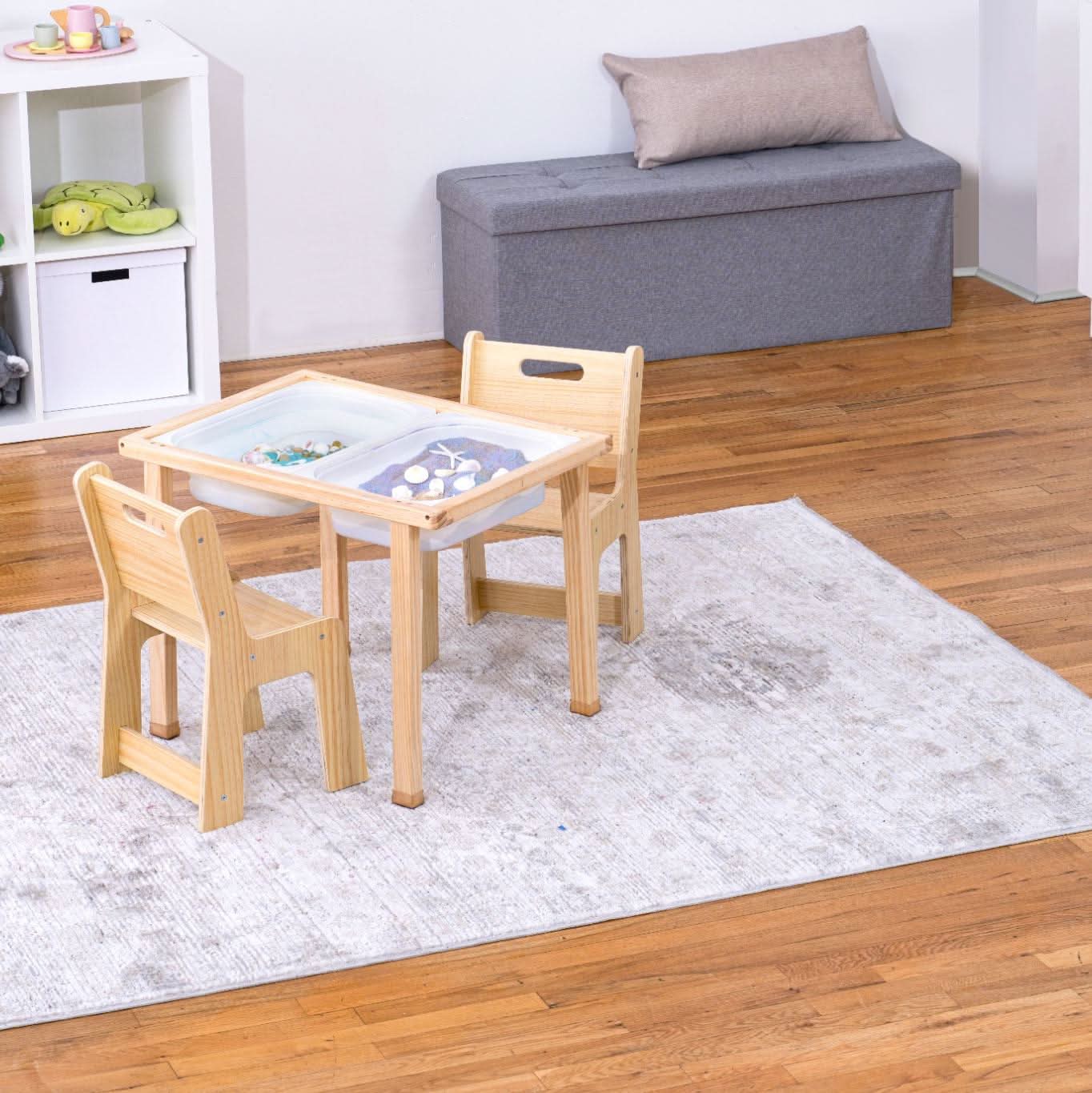 Three Little Tots Cordia Wooden Kids Activity Table and Chair Set Montessori-Inspired Desk for Play , additional view
