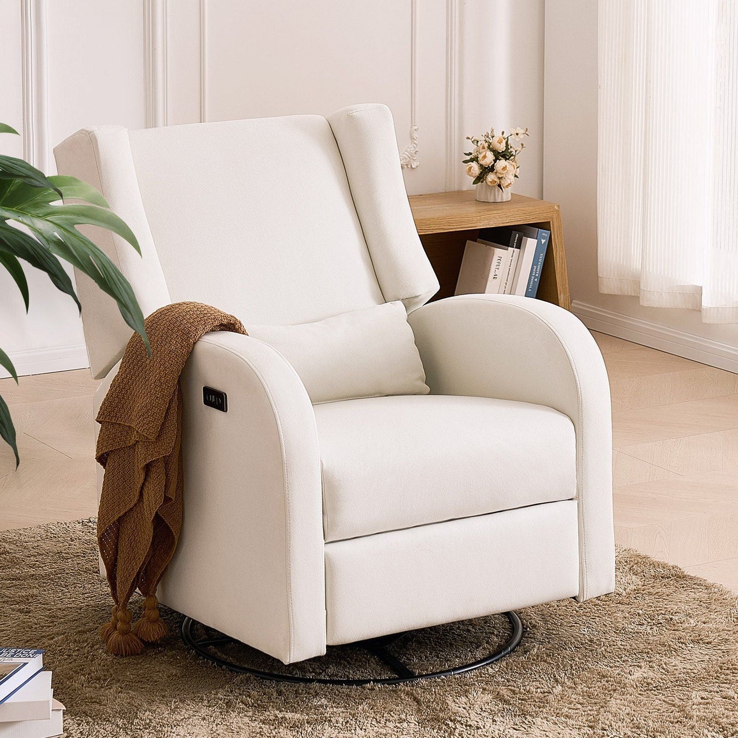 Three Little Tots Electronic Power Recliner and Swivel Glider 250 lbs Weight Capacity Swivel Glider , in Beige