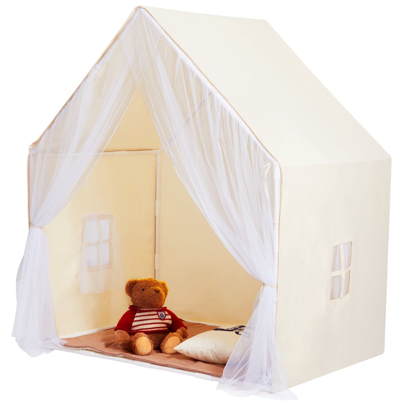 Three Little Tots Kids Play Tent Kids Tent for Kids 1-5 Years Old Toddler Tent with Mat and Tent Lamp Tent for Kids with Wind