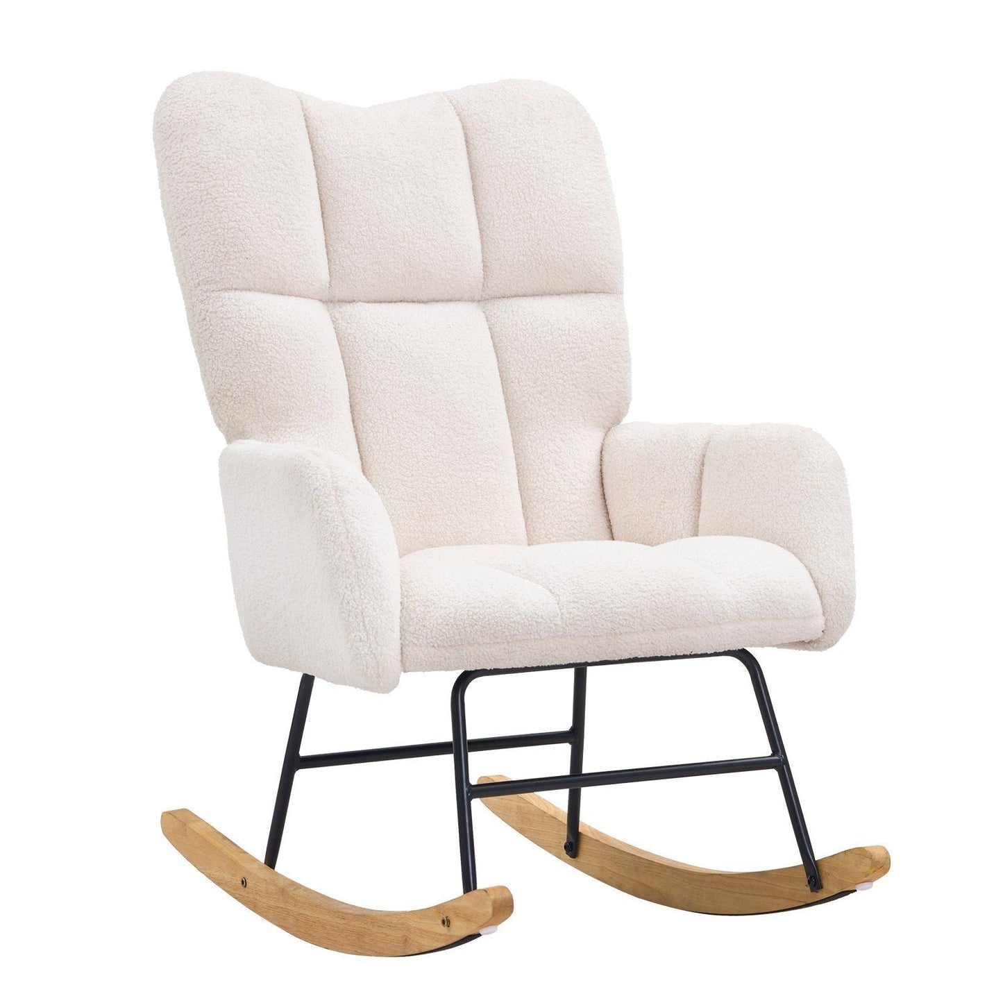 Three Little Tots Rocking Chair Nursery Glider Rocking Chair with Soft Seat and High Backrest 250 lbs Weight Capacity Teddy F