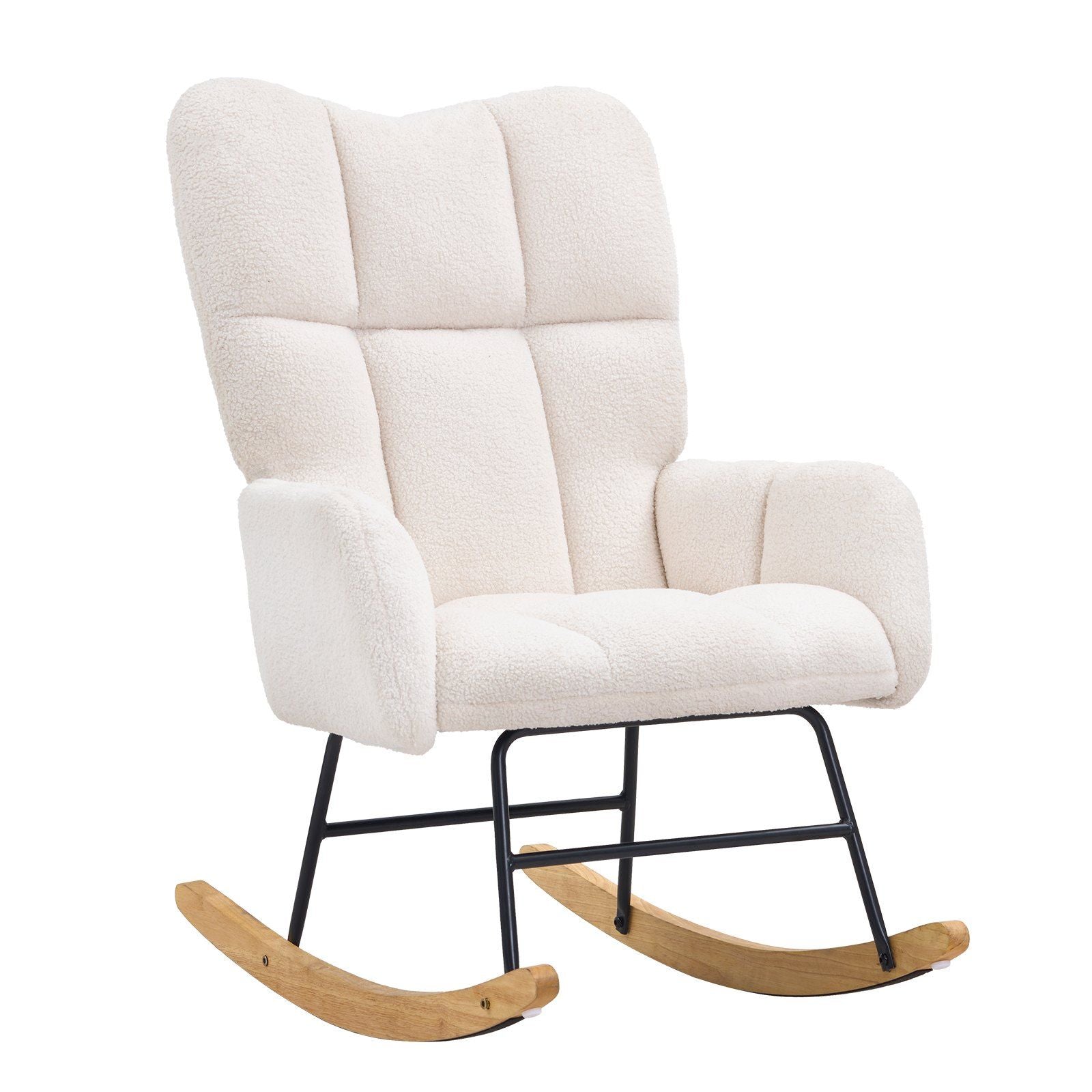 Three Little Tots Rocking Chair Nursery Glider Rocking Chair with Soft Seat and High Backrest 250 lbs Weight Capacity Teddy F
