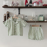 Children's Striped Cool Breathable Short-sleeved Sports Shorts