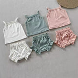 Summer Ribbed Tank Top and Ruffle Short Set