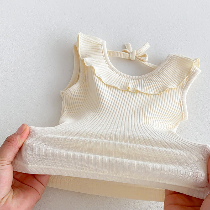 Pale Yellow/Beige Summer Girls Top and Bloomers Set