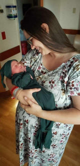 Floral Mommy & Me Matching Labor Gown and Newborn Knotted Baby Gown