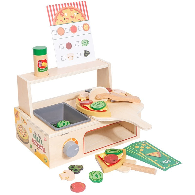 Three Little Tots Children's Early Education Educational Wooden Pizza Oven Kitchen Simulation Toy, extra product detail