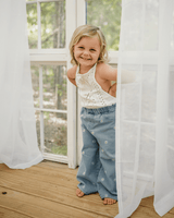 Daisy Mae Wide Leg Embroidered Jean - Light Wash