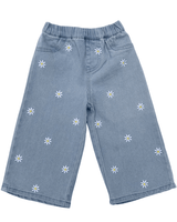 Daisy Mae Wide Leg Embroidered Jean - Light Wash