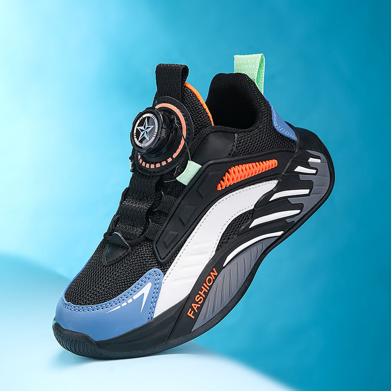 Non-Slip Soft-Soled Running Sneakers With Rotating Buckles For Older And Teenage Kids