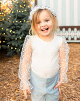 Destinee Sheer Dot Sleeve Top & Leotard - White