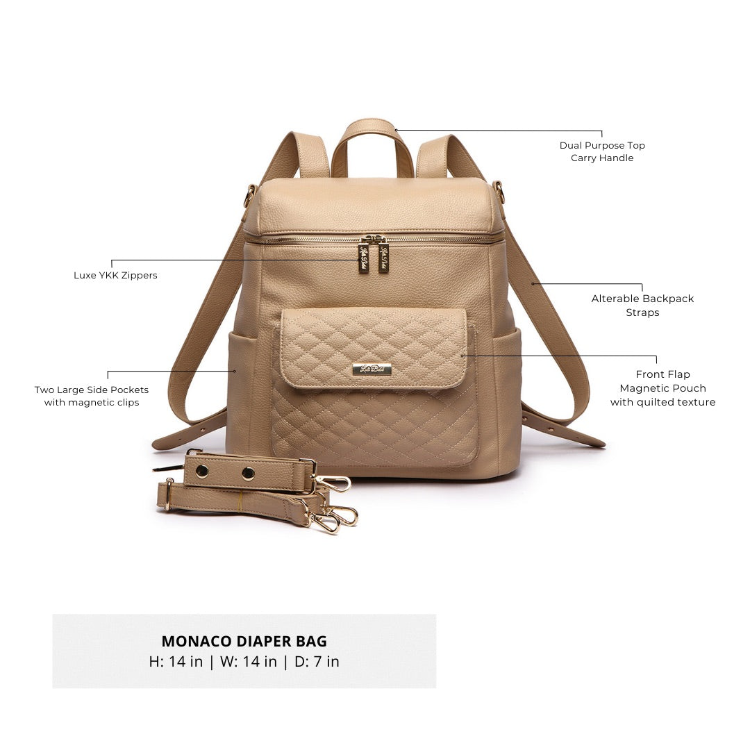 Three Little Tots Signature Diaper Bag Latte Brown, another angle