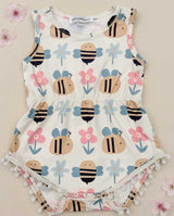 Dillon Pom Pom Romper - Bumblebee Bloom