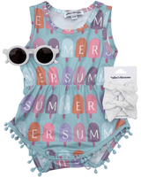 Dillon Pom Pom Romper - Pop of Summer