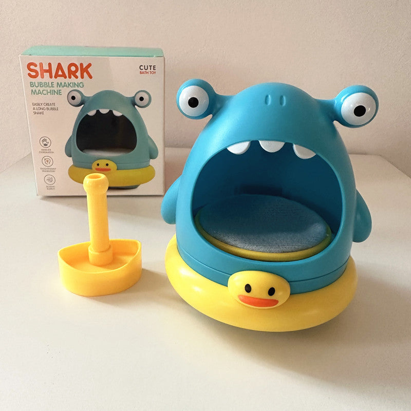 Three Little Tots Bubble Blowing Machine Shark Bathroom Bath Toys, in Shark Bubble Blowing Color Box