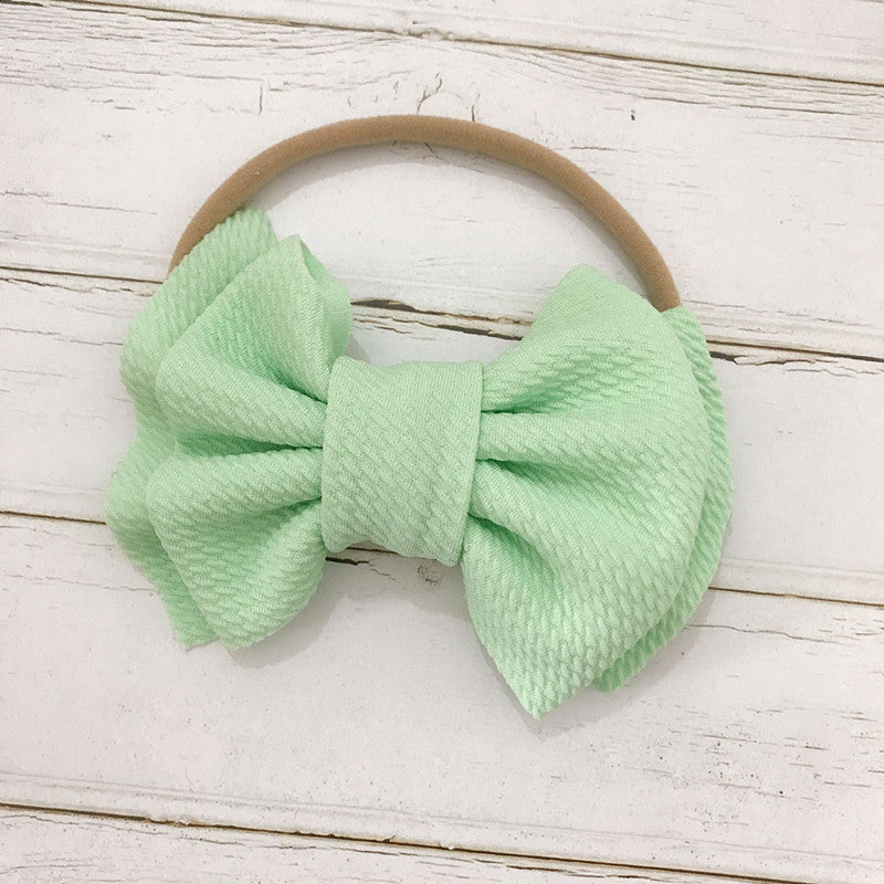 Three Little Tots Children's Bow Hair Band Baby Double Layer, in Mint Green