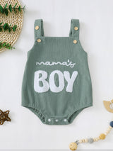 Three Little Tots Male And Female Baby Corduroy Suspender Towel Embroidery, in Olive Green