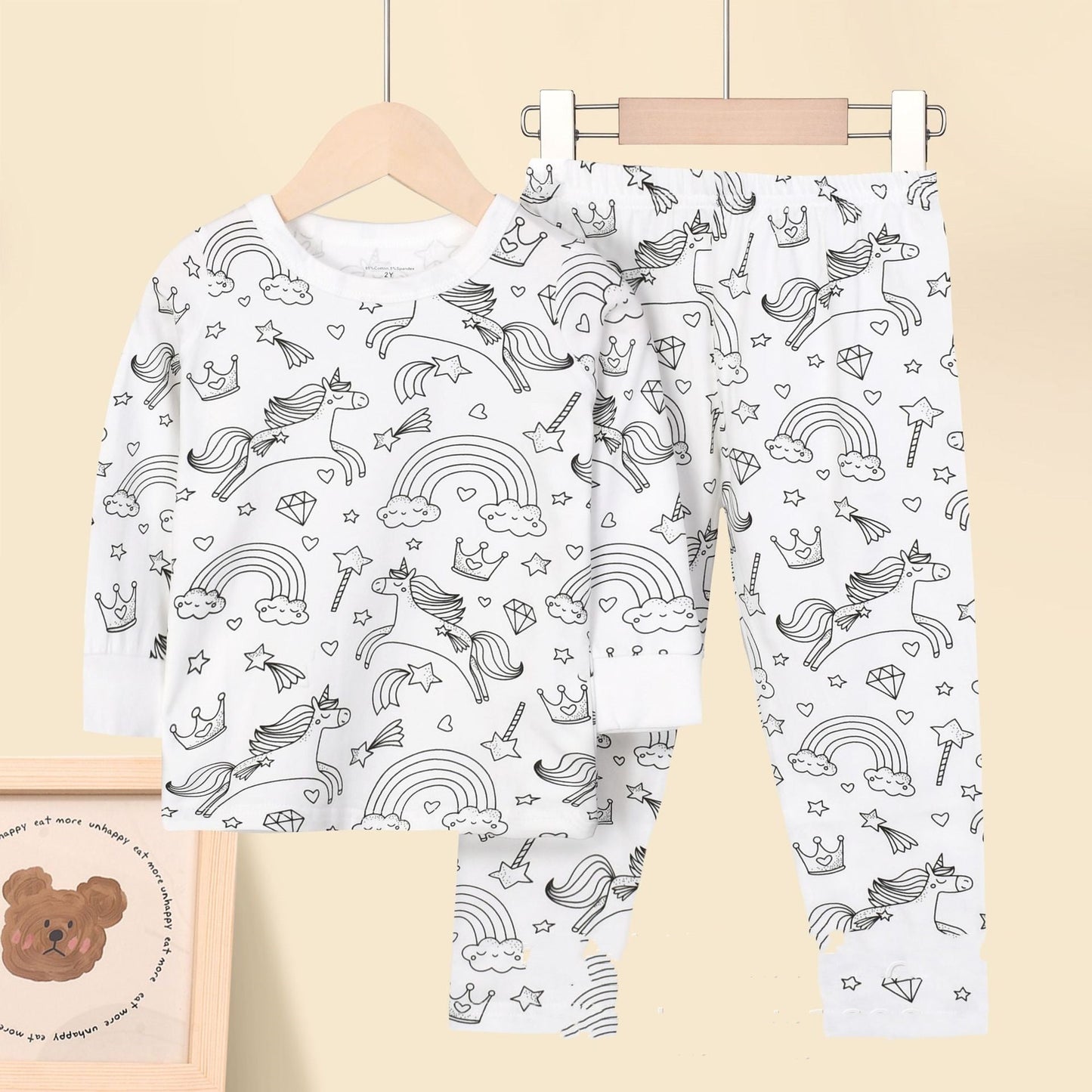 Girls Sketch Coloring Comfortable Children DIY Hand Drawing Suit