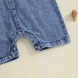 Boy's Western Style Solid Color Short Sleeve Rompers