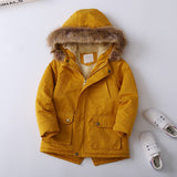 Three Little Tots Fleece-lined Thickened Boys Cotton-padded Cotton Wadded Jacket, in Yellow