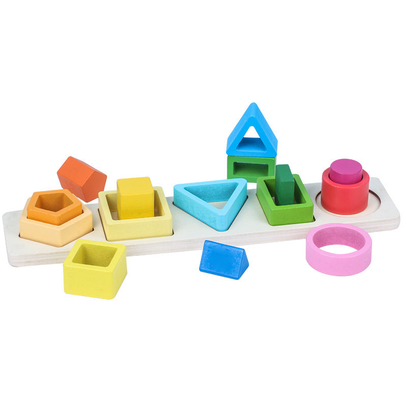 Three Little Tots Geometric Shape Five Sets Of Column Building Blocks Early Education Intellectual D, additional view