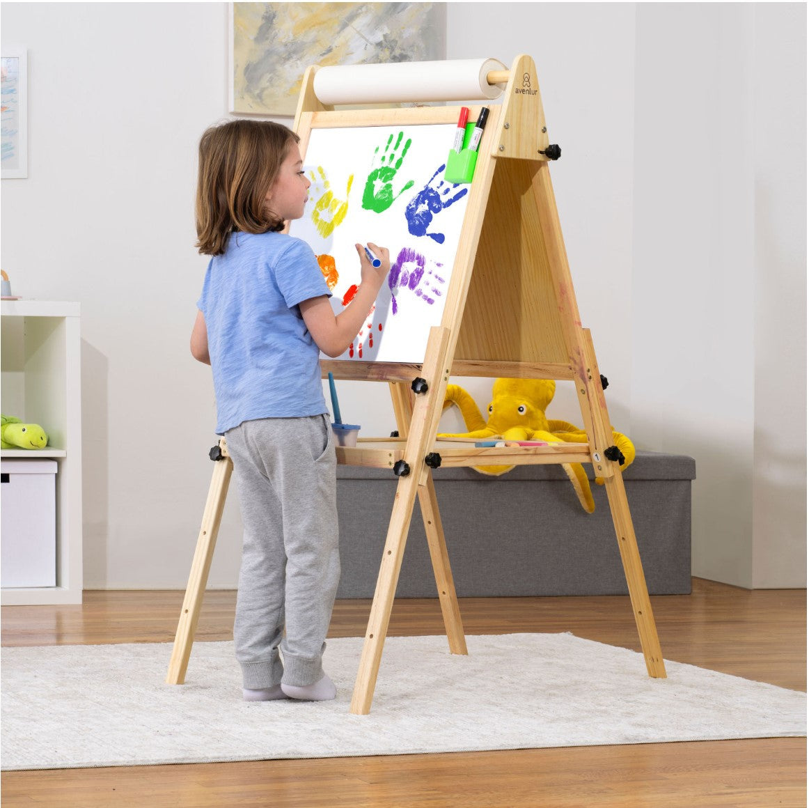 Three Little Tots Foldable Kids Easel 3 Adjustable Heights Art Station for Drawing and Painting, fifth additional photo