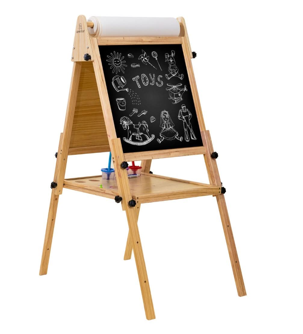 Three Little Tots Foldable Kids Easel 3 Adjustable Heights Art Station for Drawing and Painting, alternate angle