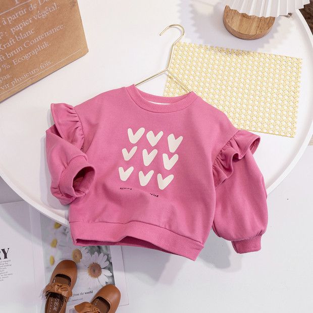 Cute And Casual Pullover Hooded Shirt For Children - Children's Heart-shaped Collar Sweatshirt