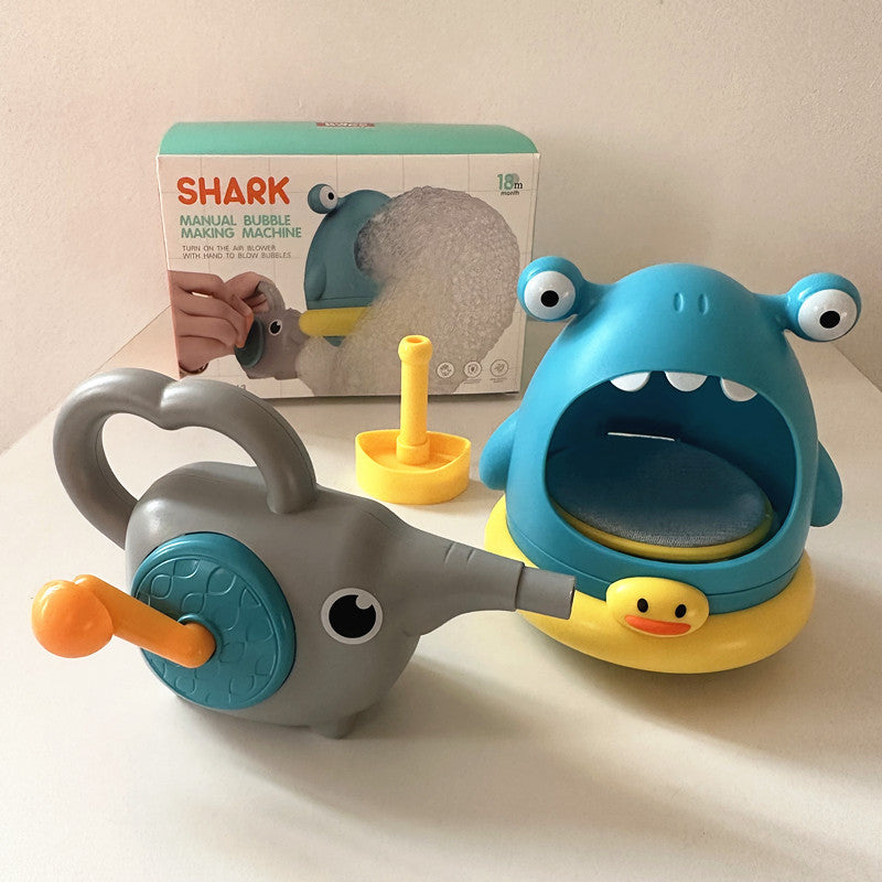 Three Little Tots Bubble Blowing Machine Shark Bathroom Bath Toys, in Shark Bubble Elephant