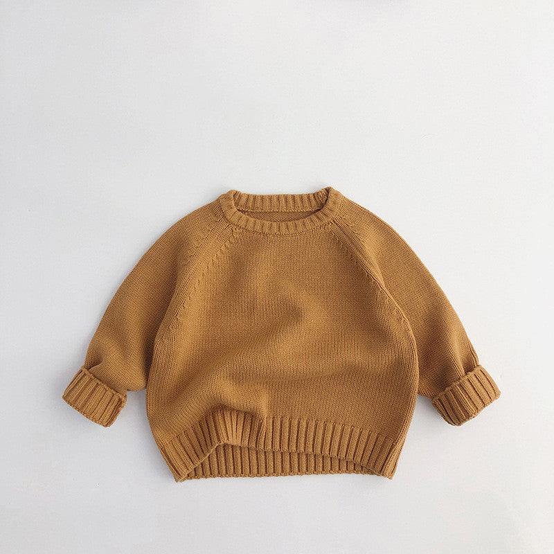 Three Little Tots Men's And Women's Kids' Sweater Loose Long Sleeve, in Ginger Yellow