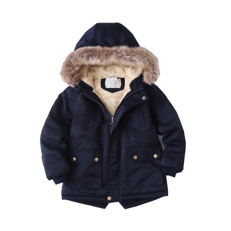 Three Little Tots Fleece-lined Thickened Boys Cotton-padded Cotton Wadded Jacket, alternate angle