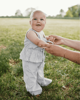 Elowen Tie Front Two-Piece Set - Oat Milk Pinstripe
