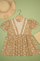 Embroidered fabric V shape Yoke Dress