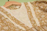 Embroidered fabric V shape Yoke Dress