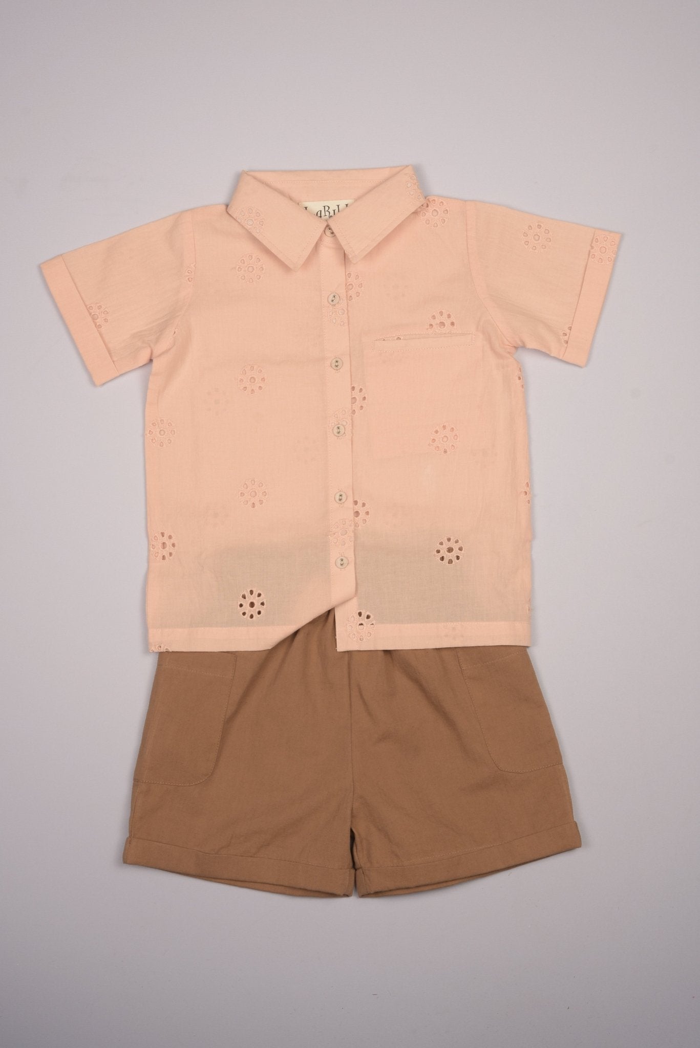 Three Little Tots Embroidered Schiffli Boys Shirt and Pant Set, additional product photo