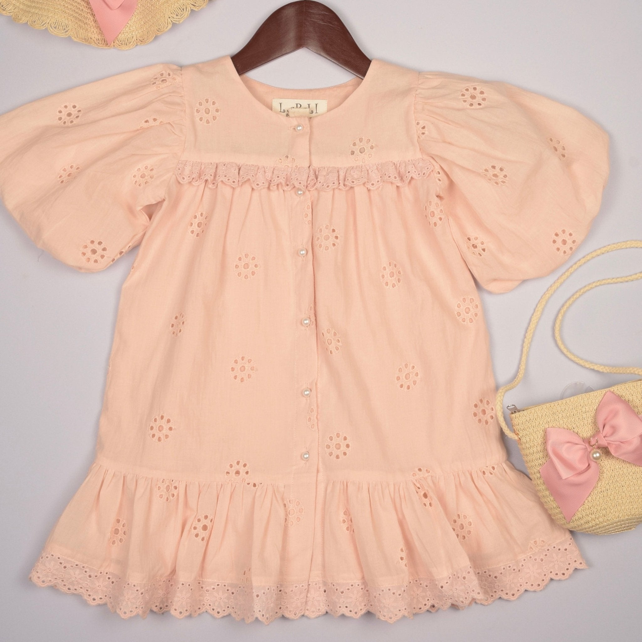 Three Little Tots Embroidered Schiffli Dress, extra product detail