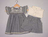 Three Little Tots Embroidered Yoke Eith Ruffle Sleeves Dress, another angle