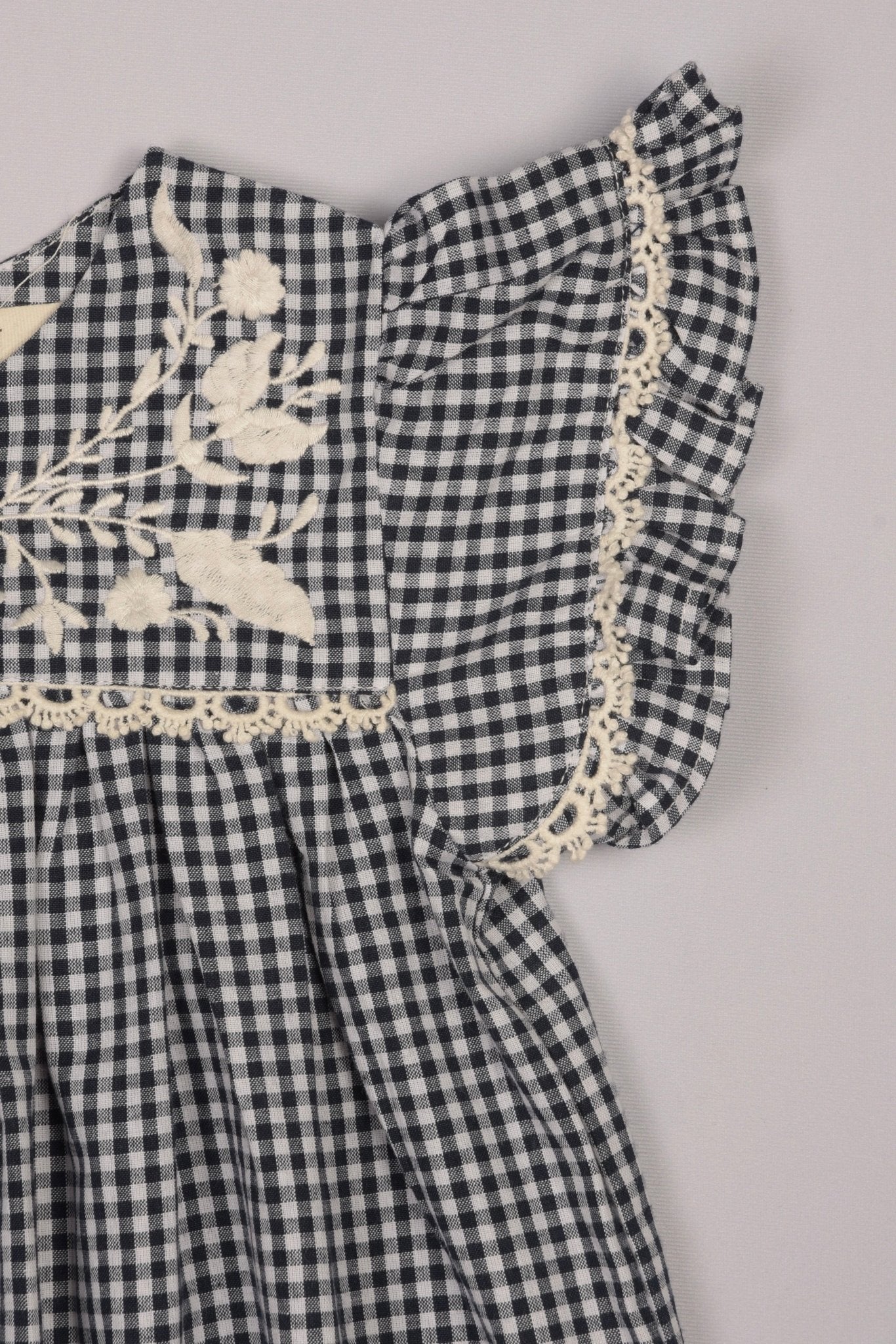 Three Little Tots Embroidered Yoke Eith Ruffle Sleeves Dress, extra product detail