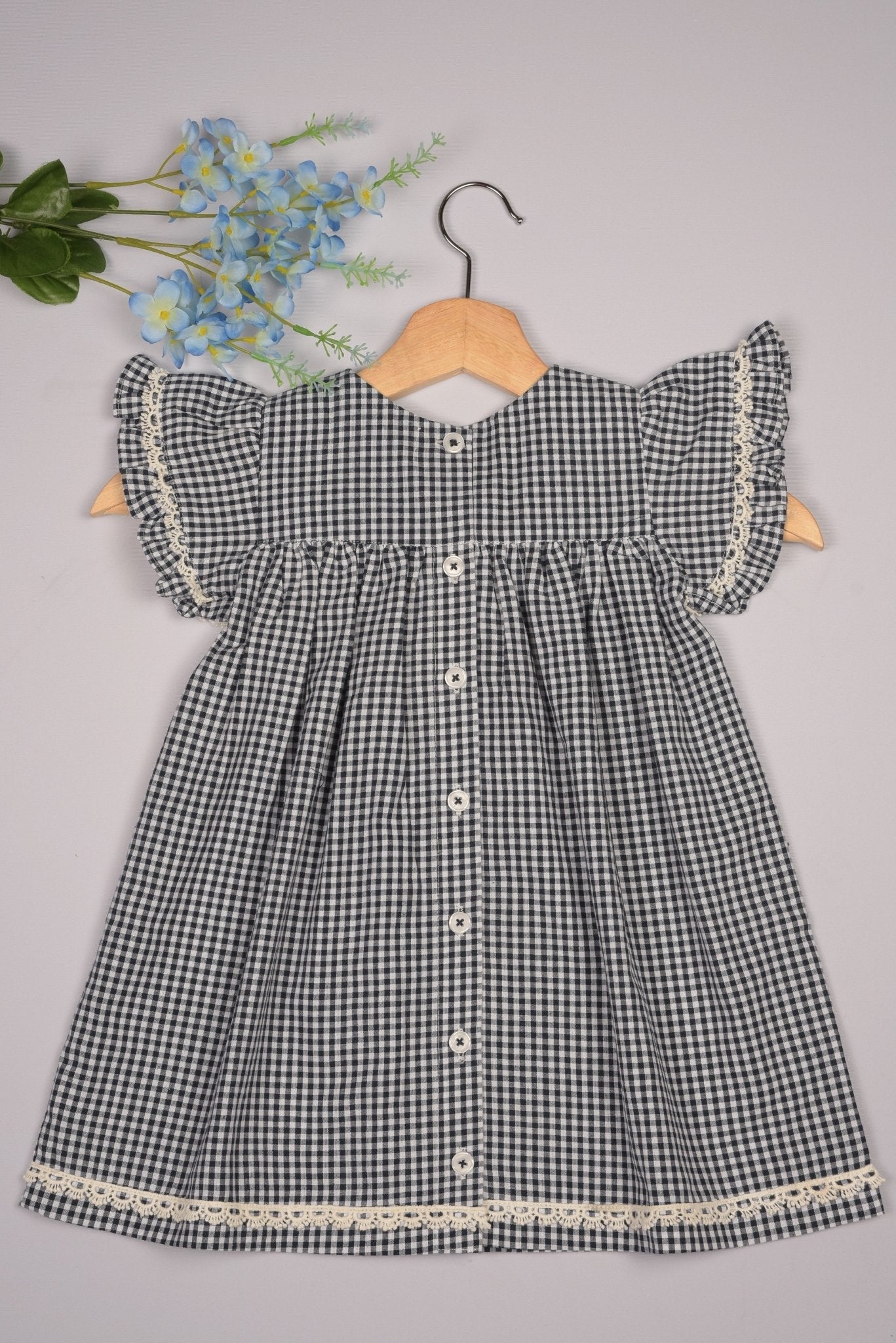 Three Little Tots Embroidered Yoke Eith Ruffle Sleeves Dress, alternate angle