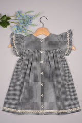 Three Little Tots Embroidered Yoke Eith Ruffle Sleeves Dress, alternate angle