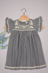 Three Little Tots Embroidered Yoke Eith Ruffle Sleeves Dress, additional product photo