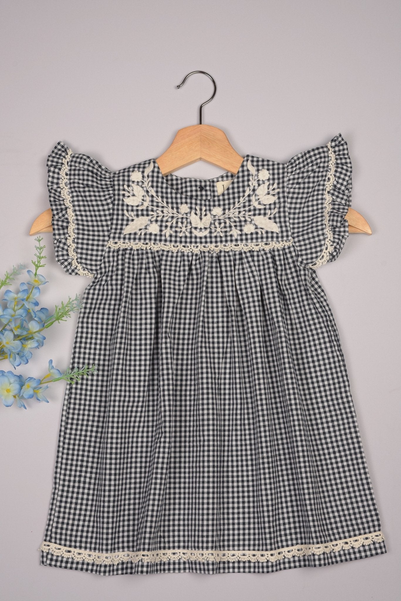 Three Little Tots Embroidered Yoke Eith Ruffle Sleeves Dress, additional product photo