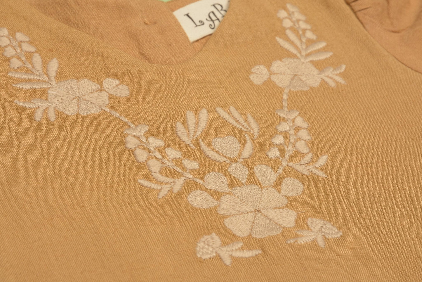 Three Little Tots Embroidered yoke with Puff Sleeves, another angle